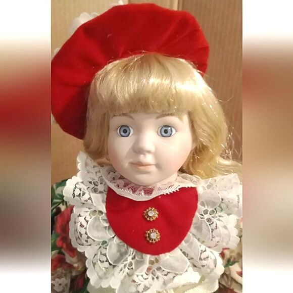 The Heritage Mint Ltd. Collection Christmas Porcelain Doll 16" - No Box NWOT - Picture 2 of 5